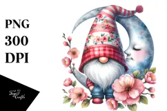 Cute Gnome with Cherry Blossom, Transparent PNG Product Image 1