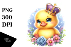 Vibrant Baby Duck Royal Crown PNG Product Image 1