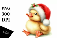 Cute Baby Duck with Santa Hat, Summer PNG Product Image 3