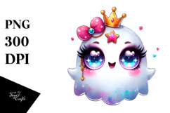 Adorable Cute Ghost with Glam Accessories PNG Product Image 1