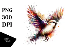 Grungy Bird Watercolor Painting with Splashes Product Image 1