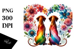 Rhodesian Ridgeback with Rainbow Flowers, Transparent PNG Product Image 1