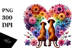 Rhodesian Ridgeback with Rainbow Flowers, Transparent PNG Product Image 1