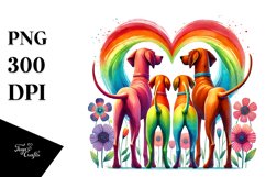 Rhodesian Ridgeback with Rainbow Flowers, Transparent PNG Product Image 1