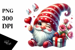 Colorful Winking Valentine Gnome PNG Product Image 1