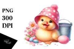 Vibrant Baby Duck with Bucket PNG Product Image 1