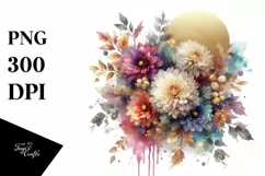 Watercolor Abstract Bouquet GOLD FOIL | Sublimation Clipart Product Image 3