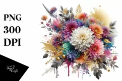 Watercolor Abstract Bouquet GOLD FOIL | Sublimation Clipart Product Image 1