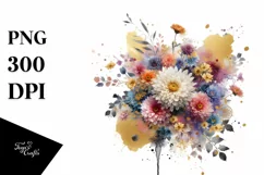 Watercolor Abstract Bouquet GOLD FOIL | Sublimation Clipart Product Image 1
