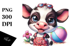 cute Baby Cow with Punk Look PNG Product Image 1