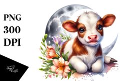 Cute Baby Highland Cow with Big Eyes PNG Product Image 1
