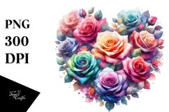 Colorful Rose Heart Watercolor PNG Product Image 1