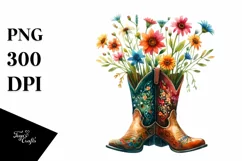 Colorful Cowboy Boots Flower Clipart Product Image 1