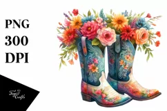 Colorful Cowboy Boots Flower Clipart Product Image 1