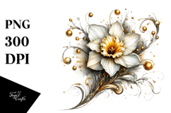 Shiny Daffodil with Gold | Sublimation | Clipart Product Image 1