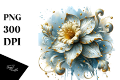 Shiny Daffodil with Gold | Sublimation | Clipart Product Image 1