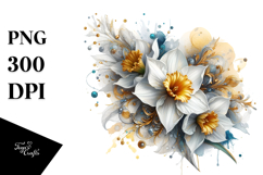 Shiny Daffodil with Gold | Sublimation | Clipart Product Image 1