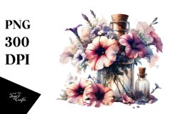 Artistic Bottle with Petunia | Sublimation Clipart Product Image 3