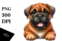 Watercolor Cute Bullmastiff PNG Product Image 1