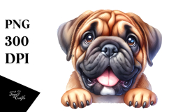 Cute Bullmastiff in Watercolor, PNG Product Image 1