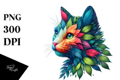 Abstract Watercolor Kitten PNG Product Image 1