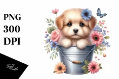 Cute Dog with Flowers PNG Product Image 3