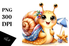 cute Baby Snail at the Beach PNG Product Image 1