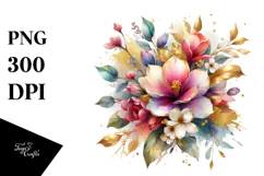 Colorful Bouquet with Gold Foil and Magnolia Product Image 1