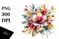 Colorful Bouquet with Gold Foil and Magnolia Product Image 3