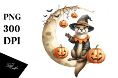 Otter Dressed Cow with Jack-o-lanterns PNG Product Image 1