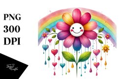 Simple Hanging Flower Hearts Watercolor PNG Product Image 1