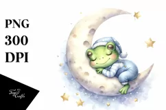 Watercolor Whimsical Cute Baby Frog Dressed Clipart Product Image 4