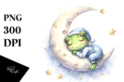 Watercolor Whimsical Cute Baby Frog Dressed Clipart Product Image 1