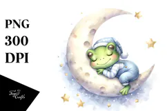 Watercolor Whimsical Cute Baby Frog Dressed Clipart Product Image 1