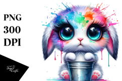 Happy Vibrant Cute Baby Bunny Crazy Eyes PNG Product Image 1