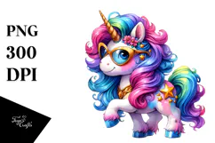 Floral Wreath Unicorn PNG Product Image 1