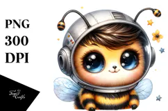Cute Baby Bee with Astronaut Helmet PNG Product Image 1