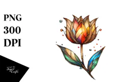 Wooden Tulip Watercolor, PNG Product Image 1