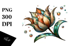 Wooden Tulip Watercolor, PNG Product Image 1