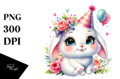 Happy Vibrant Cute Baby Bunny Party Hat PNG Product Image 1