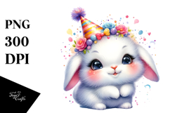 Happy Vibrant Cute Baby Bunny Party Hat PNG Product Image 1