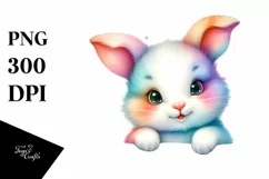 Colorful Baby Rabbit, Smiling | Sublimation | Clipart Product Image 1