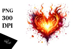 Glossy Heart Fire, Transparent PNG Product Image 1