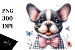 Watercolor Baby French Bulldog Cartoon, Transparent PNG Product Image 1