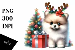 Enthusiastic Watercolor Pomeranian PNG Product Image 1