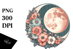 Vibrant Half Moon with Flowers, Transparent PNG Product Image 1