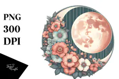 Vibrant Half Moon with Flowers, Transparent PNG Product Image 1
