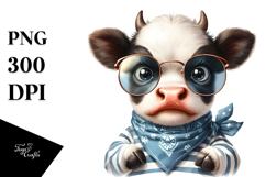 Angry Baby Cow with Sunglasses PNG Product Image 1