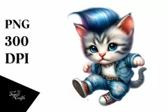 Agressive Baby Cat Jumping in Jeans, Transparent PNG Product Image 3