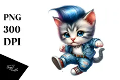 Agressive Baby Cat Jumping in Jeans, Transparent PNG Product Image 1